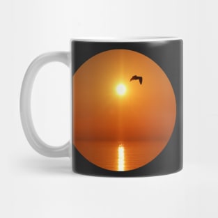 Orange Sunset with Seagull Mug